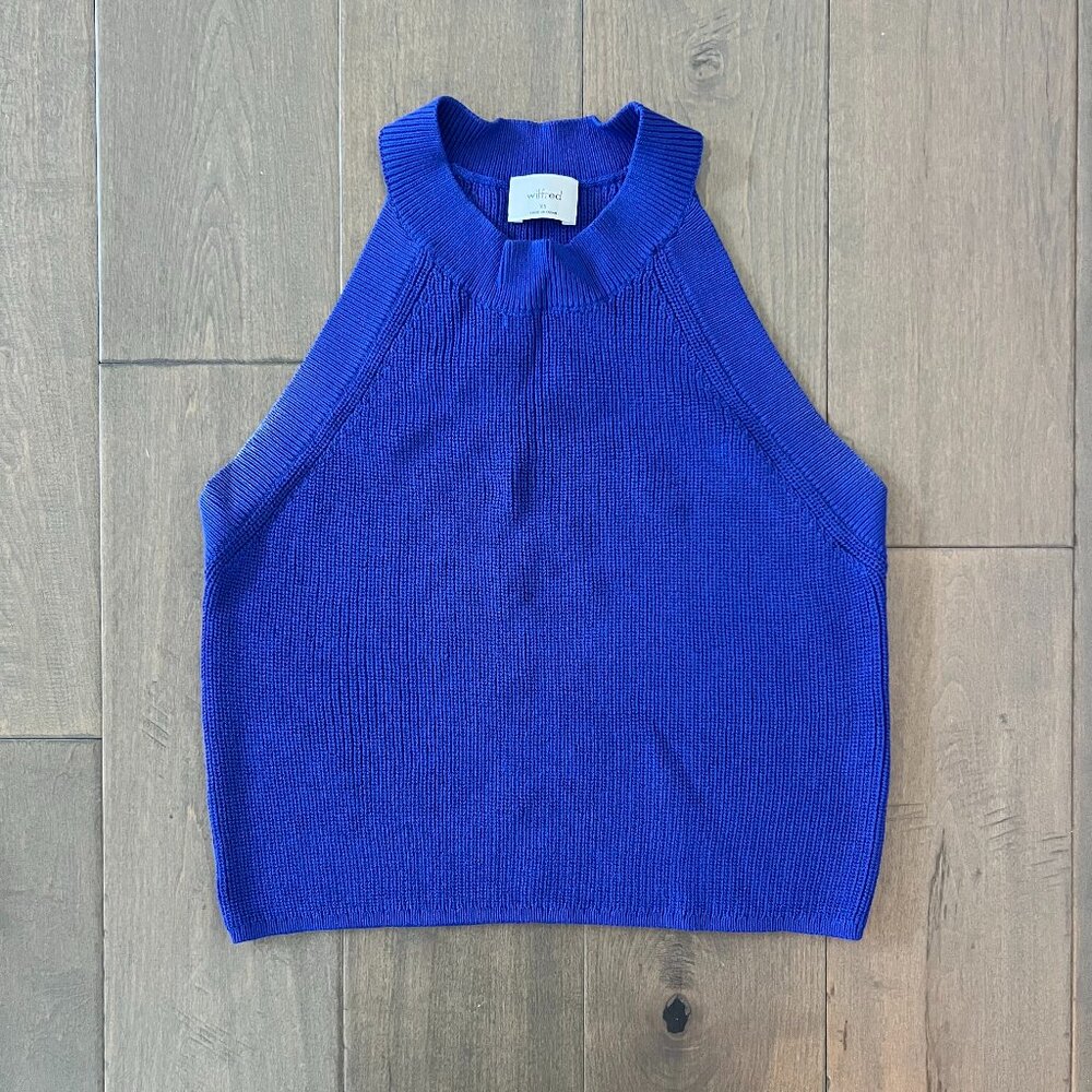 Aritzia Wilfred Orris Knit Halter Sweater Top in Bright Sapphire Blue